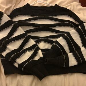 Modern Black and White Striped Sweater